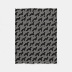 German Shepherd Dog Silhouettes Cool K9 Pattern Fleece Blanket
