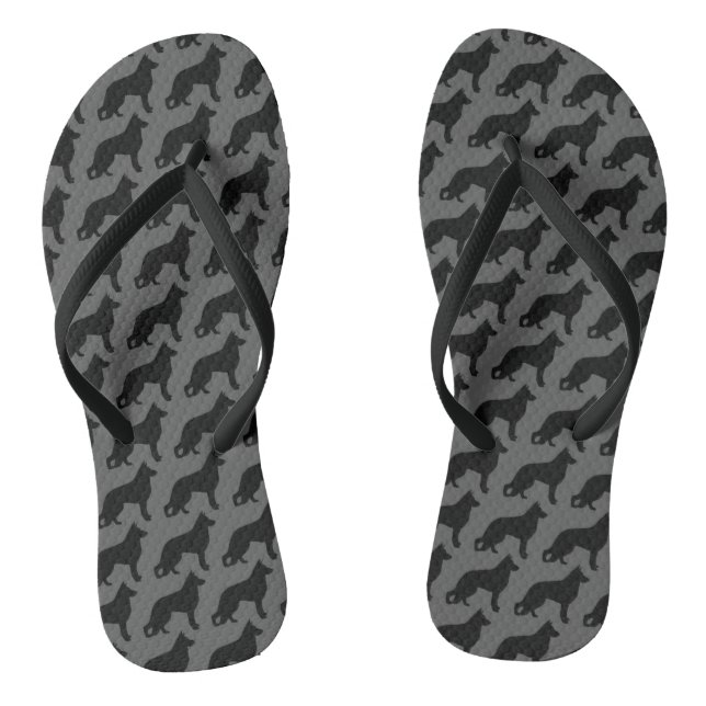 German Shepherd Dog Silhouettes Pattern Thongs (Footbed)