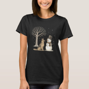 German Shepherd Dog Snowman Winter Vintage Christm T-Shirt
