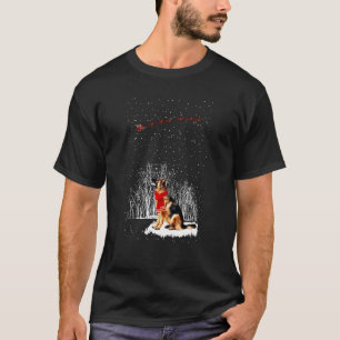 German Shepherd Dog Snowy Night Christmas Reindeer T-Shirt
