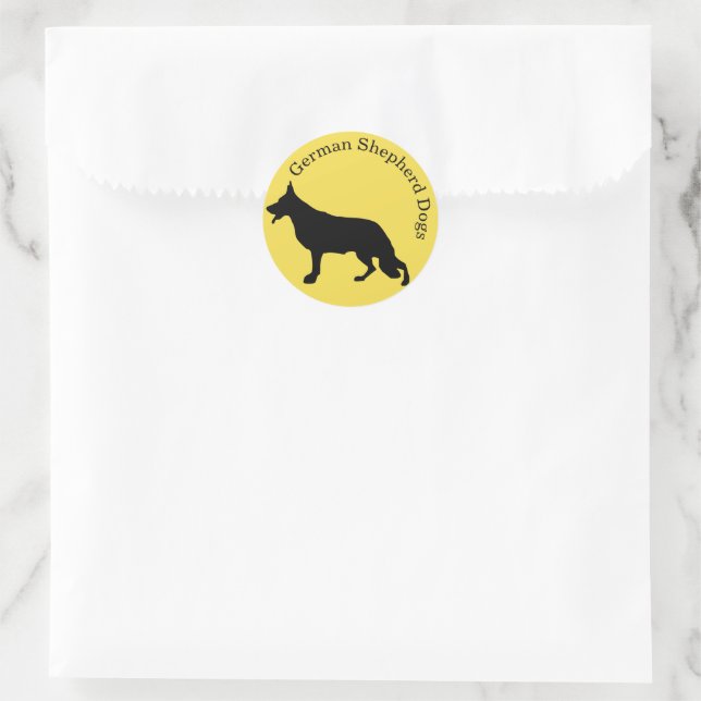 German Shepherd Dog Sticker Rounded Text (Bag)