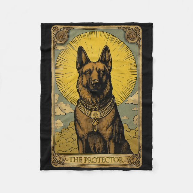 German Shepherd Dog Tarot Card  Fleece Blanket (Front)