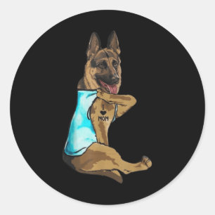 German Shepherd Dog Tattoo I Love Mum Mothers Day Classic Round Sticker