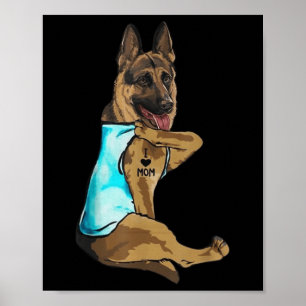 German Shepherd Dog Tattoo I Love Mum Mothers Day Poster