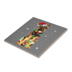 German Shepherd Dog Tree Christmas Sweater Xmas Ceramic Tile