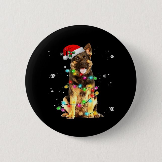 German Shepherd Dog Tree Christmas Sweater Xmas Do 6 Cm Round Badge (Front)