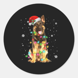 German Shepherd Dog Tree Christmas Sweater Xmas Do Classic Round Sticker