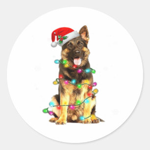 German Shepherd Dog Tree Christmas Sweater Xmas Do Classic Round Sticker