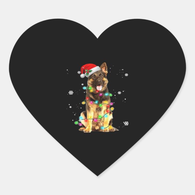 German Shepherd Dog Tree Christmas Sweater Xmas Do Heart Sticker (Front)