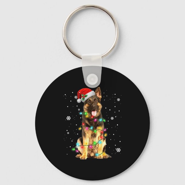 German Shepherd Dog Tree Christmas Sweater Xmas Do Key Ring (Front)