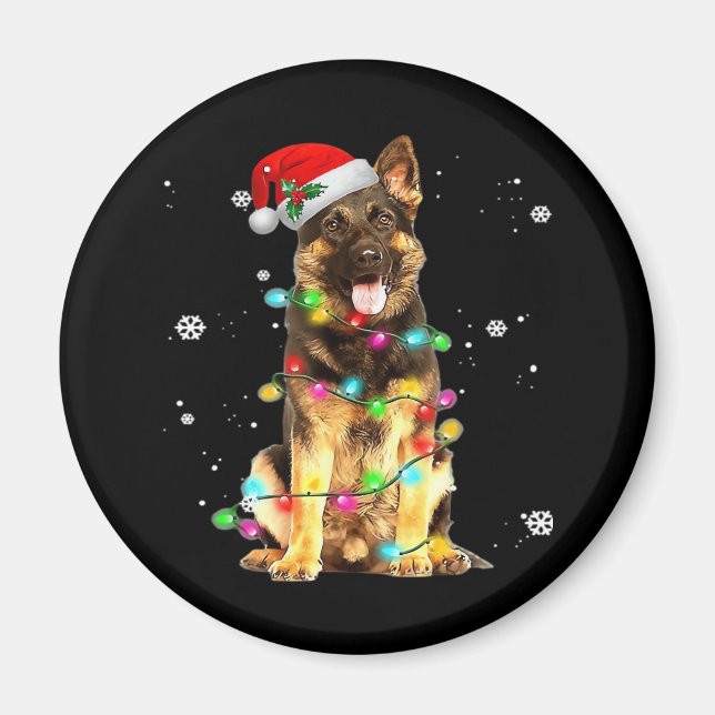German Shepherd Dog Tree Christmas Sweater Xmas Do Magnet (Front)
