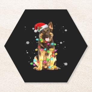 German Shepherd Dog Tree Christmas Sweater Xmas Do Paper Coaster