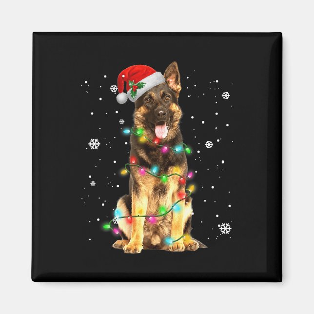 German Shepherd Dog Tree Christmas  Xmas Dogs Gift Magnet (Front)