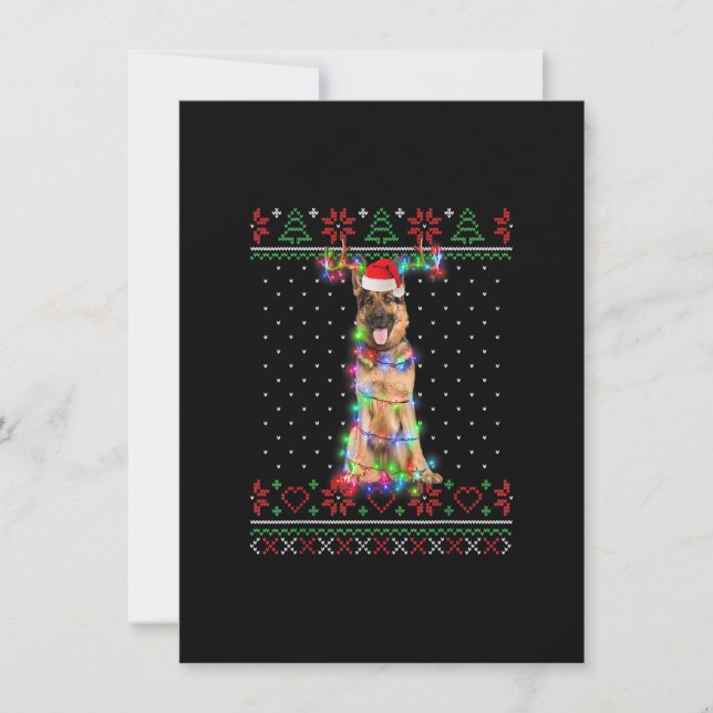German Shepherd Dog Ugly Sweater Christmas Puppy D Invitation (Front)