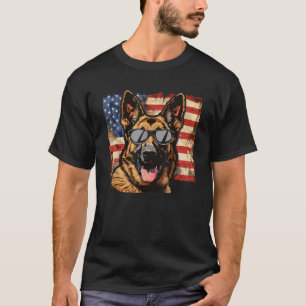 German Shepherd Dog USA America Flag 4th of July T-Shirt