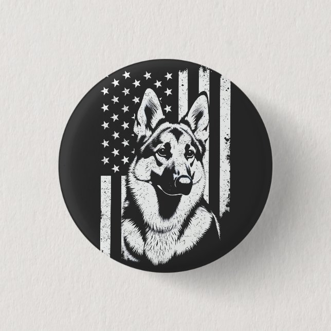 German Shepherd Dog USA American Flag 4th Of July 3 Cm Round Badge (Front)