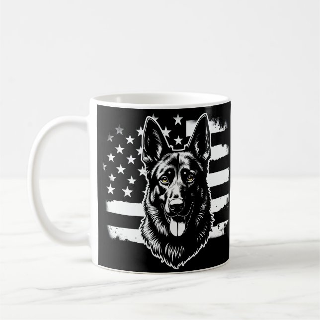 German Shepherd Dog USA American Flag 4th Of July Coffee Mug (Left)