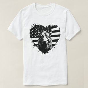 German Shepherd Dog USA American Flag 4th Of July T-Shirt