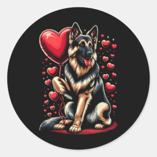 German Shepherd Dog Valentine's Day Dog Owner Vale Classic Round Sticker