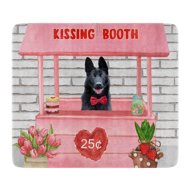German Shepherd Dog Valentine's Day Kissing Booth Cutting Board (Front)
