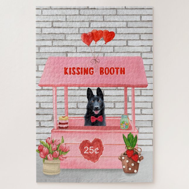 German Shepherd Dog Valentine's Day Kissing Booth Jigsaw Puzzle (Vertical)