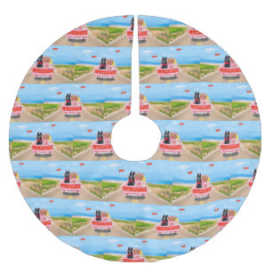 German Shepherd Dog Valentine's Day Truck Hearts Brushed Polyester Tree Skirt