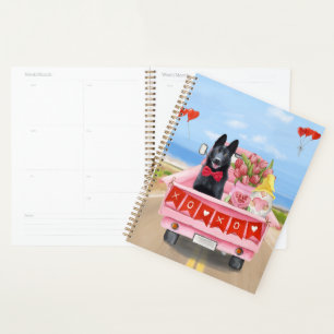 German Shepherd Dog Valentine's Day Truck Hearts Planner