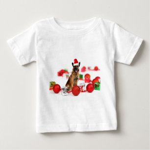 German Shepherd dog w Christmas Gifts Santa Hat Baby T-Shirt