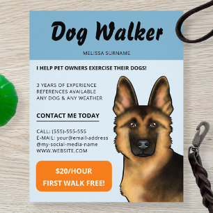 German Shepherd Dog Walker Dog Walking Pet Service Flyer