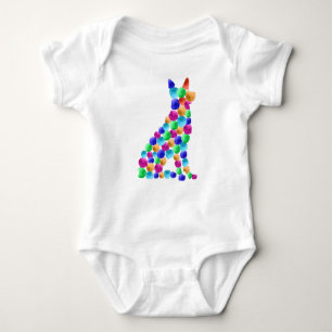 German shepherd dog Watercolor paint dot art Baby Bodysuit