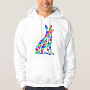 German shepherd dog Watercolor paint dot art Hoodie