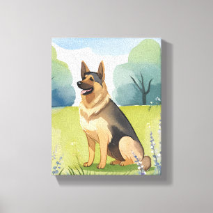 German Shepherd Dog Watercolor Painting Canvas Print
