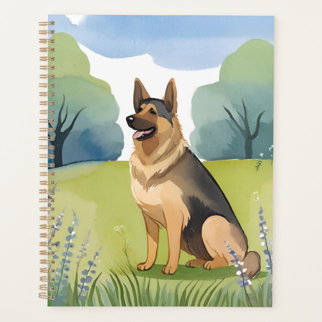 German Shepherd | Dog Watercolor Painting Planner (Front)