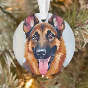 German Shepherd Dog Watercolor Pet Ornament