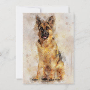 German Shepherd Dog Watercolor Portrait 03 Card
