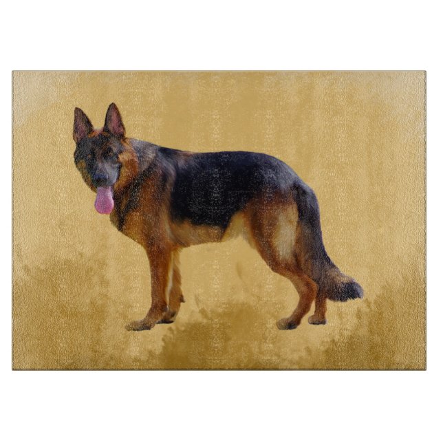 German Shepherd Dog Watercolor Portrait Cutting Board (Front)