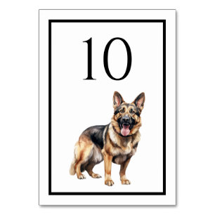 German Shepherd Dog Watercolor Table Number