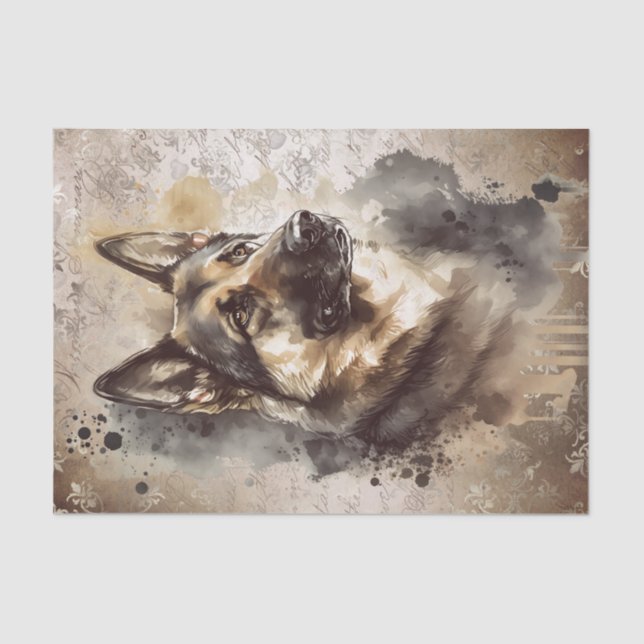 German Shepherd Dog Watercolor Tissue Paper (Front)