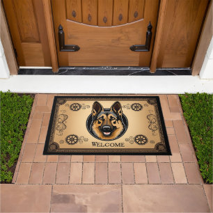 German Shepherd Dog Welcome Surrealist Steampunk Doormat