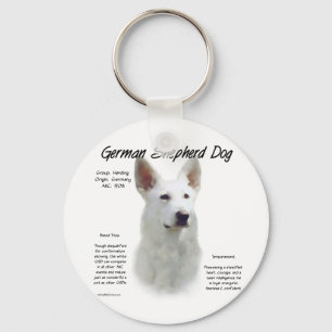 German Shepherd Dog (wht) History Design Key Ring