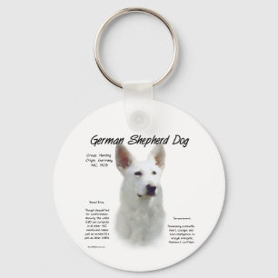 German Shepherd Dog (wht) History Design Key Ring