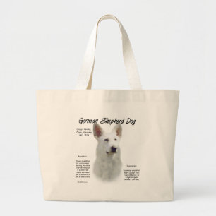 German Shepherd Dog (wht) History Design Large Tote Bag