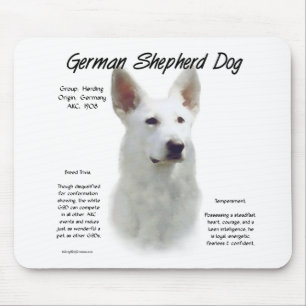 German Shepherd Dog (wht) History Design Mouse Pad