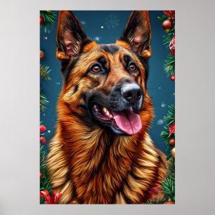German Shepherd Dog With Christmas Decor