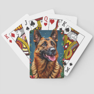 German Shepherd Dog With Christmas Decor Playing Cards