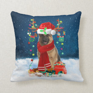 German Shepherd dog with Christmas gifts Cushion