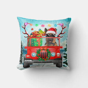 German Shepherd dog with Christmas gifts Cushion