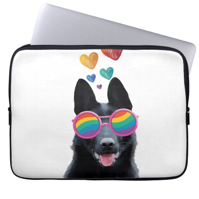 German Shepherd Dog with Hearts Valentine's Day  Laptop Sleeve (Front)