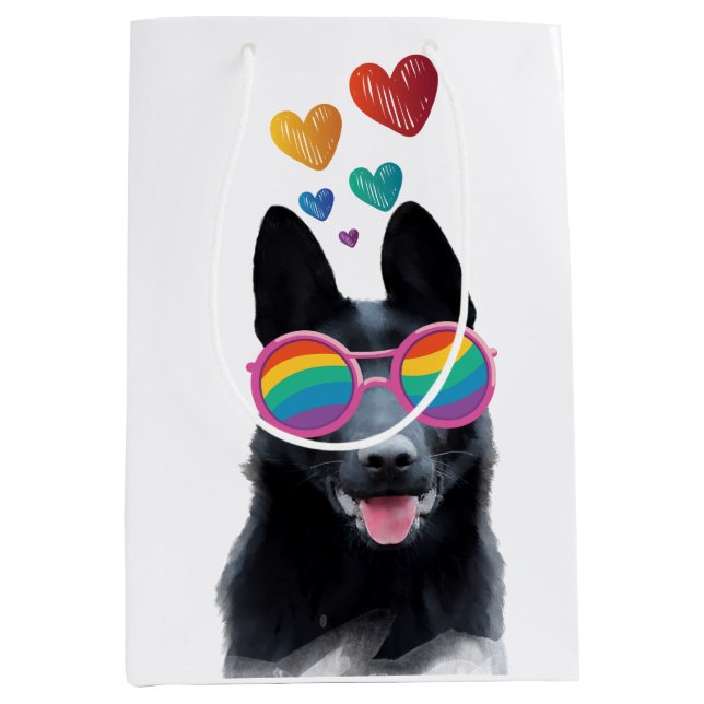 German Shepherd Dog with Hearts Valentine's Day  Medium Gift Bag (Front)