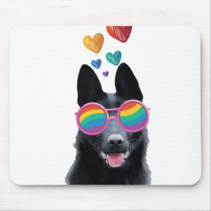 German Shepherd Dog with Hearts Valentine's Day  Mouse Pad